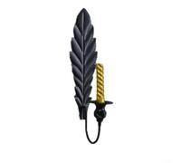 ComfyHarbor Bougeoir mural vintage en fer, motif de feuille longue pour couloir, décoration de console TV, applique en alliage d'aluminium robuste, 34 cm, décoration d'intérieur noire et dorée (noir)