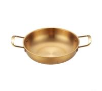 ComfyHarbor Casserole à paella à double poignée en acier inoxydable avec fond plat pour cuisson sur cuisinière et four, extérieur poli miroir, intérieur mat, 20 cm, 24 cm, 28 cm (doré)
