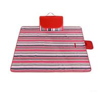 ComfyHarbor Couverture de pique-nique d'extérieur 200 x 145 cm, tapis de voyage résistant au sable avec poignée, tapis de plage imperméable pour le camping, accessoires arc-en-ciel, rayures rouges