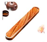 ComfyHarbor Égouttoir à tasses en bois massif, style chinois, avec bord en filet, organiseur à bords arrondis, pour ensembles à thé et tasses, marron, 40 x 6,5 cm