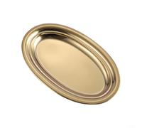 ComfyHarbor Ensemble d'assiettes de service ovales en acier inoxydable avec finition dorée et argentée, élégante vaisselle de style coréen pour poisson, barbecue, dim sum, facile à nettoyer et design
