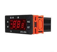 ComfyHarbor ETC-974 Contrôleur de température numérique avec deux capteurs, design monté sur rail, précision ± 0,5 °C, pour stockage froid, CVC, serres, DC 12 V/24 V AC 110 V/220 V (12 V/24 V)