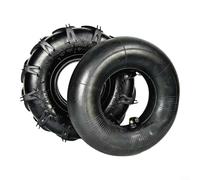 ComfyHarbor Kit de pneu et chambre à air en caoutchouc robuste 4,10/3,50-4, avec valve coudée, pour chariot, brouette, chariot, tondeuse à gazon, diamètre extérieur 25,4 cm, noir