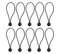 ComfyHarbor Lot de 10 clips de mât de drapeau avec cordon élastique, attaches à boules en plastique, pour accrocher des drapeaux, des manches à air, des bâches sur des poteaux, des cordes noires, pour
