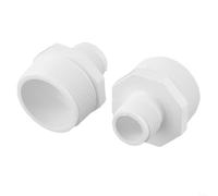 ComfyHarbor Lot de 2 adaptateurs de tuyau d'arrosage en PVC, 3,8 cm pour NPT mâle vers connecteur fileté mâle de 1,9 cm, raccord en plastique blanc étanche pour piscine, arroseur et outils d'arrosage
