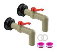 ComfyHarbor Lot de 2 robinets en plastique pour réservoir d'eau de pluie, avec poignées de commande, adaptateur de réservoir IBC pour S60 x 6/connecteur grand diamètre, diamètre de sortie de 32 mm