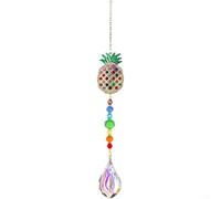 ComfyHarbor Lot de 3 attrape-soleil en cristal, motifs fruits et trèfles incrustés de diamants, décoration à suspendre pour jardin, terrasse, utilisation en intérieur, 29 à 31 cm