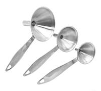 ComfyHarbor Lot de 3 entonnoirs en acier inoxydable, avec poignée, bord roulé pour mini entonnoir, pour vin, huile, vinaigre, épices, filtre à air, outils de versement, argent