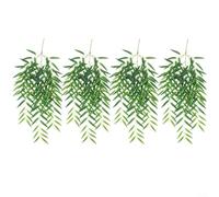 ComfyHarbor Lot de 4 feuilles de saule artificielles à suspendre, 105 x 60 cm, fausses branches de saule pleureur pour décoration murale, bandes en rotin plastique résistant aux UV pour intérieur et