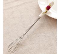 ComfyHarbor Mini fouet en acier inoxydable avec poignée en céramique, pour faire mousser le café, le lait, les œufs, la cuisine, la pâtisserie, portable et facile à nettoyer (blanc)
