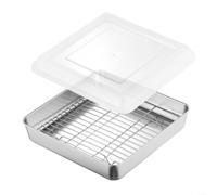 ComfyHarbor Moule à gâteau en acier inoxydable avec couvercle 26 cm | Plaque de cuisson rectangulaire avec filet, pour brownies, gâteaux, ustensiles de cuisson au four, stockage des aliments