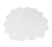 ComfyHarbor Napperon rond lavable en dentelle de coton blanc 40 cm pour décoration d'intérieur pour la cuisine (blanc)
