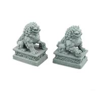 ComfyHarbor Paire de gardiens du lion chinois en grès gris 9 cm | Symbolise la protection de la richesse, protège contre le mal, apporte de l'énergie de bon augure, idéal pour l'entrée de la