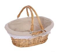 ComfyHarbor Panier tissé doublé en lin pour décoration de pique-nique | Taille de la bouche de 32 cm, peut contenir du pain et des fruits, essentiel pour pique-nique, charme rustique