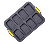 ComfyHarbor Plaque de cuisson anti-adhésive 8 pains et gâteaux | Bord en acier inoxydable, corps en silicone flexible, poignées robustes, transport sûr, résistant aux déversements