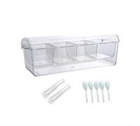 ComfyHarbor Récipient alimentaire à 5 compartiments, avec couvercle, base réfrigérée, pour la fraîcheur, plateau divisé en plastique transparent, pour salade, fruits, fête, pique-nique (5 outils et 2