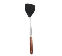ComfyHarbor Spatule et louche en silicone - Ustensiles de wok en acier inoxydable 304 - Avec poignée en bois - Résistants à la chaleur - Ustensiles de cuisine antiadhésifs (spatule)