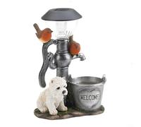 ComfyHarbor Statue de jardin solaire avec lumières animales, figurine décorative en résine pour cour, allée, terrasse, motif fantaisiste de lapin, écureuil avec pot de fleurs (B)
