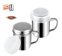 ComfyHarbor Sucrier en poudre en acier inoxydable, avec tamis à mailles fines, pour l'art du café, la pâtisserie, le cacao, la cannelle, le matcha pour saupoudrer les desserts et les boissons, poignée