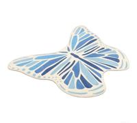 ComfyHarbor Tapis de jeu rond antidérapant et pelucheux pour chambre d'enfant Motif papillon Bleu 20 cm