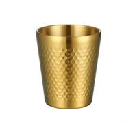 ComfyHarbor Tasse à bière en acier inoxydable martelé, tasse à bière isotherme à double paroi 304, avec large ouverture, style coréen, verre à thé moderne minimaliste, pour bar à domicile, doré, 7,3 x