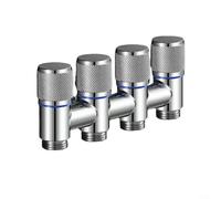 ComfyHarbor Vanne d'angle à 4 voies en acier inoxydable avec contrôle indépendant, robinet à 1 entrée et 4 sorties pour machine à laver de jardin, cuisine, argent, argent