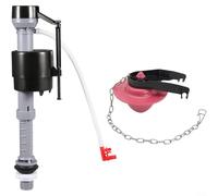 ComfyHarbor Vanne de remplissage silencieuse réglable pour toilettes - Contrôle de l'aiguille d'admission du bas - Pour la plupart des réservoirs standard - Plastique rouge/noir pour une installation