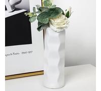 ComfyHarbor Vase en plastique avec motif vague tendance, anti-chute et incassable pour décoration de la maison et arrangements floraux, blanc/rose/vert clair, 21 cm (blanc)