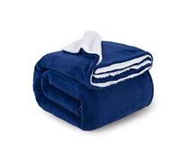 ComfyWell Couverture en Polaire Sherpa, Douce et Confortable - Grande Couverture Moelleuse pour canapé, lit, Voyage, Couverture de lit épaisse et Chaude, 150 x 200 cm, Bleu Marine