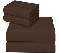 ComfyWell Drap-Housse Marron King Size, Poches Profondes de 35 cm, Facile d'entretien, en Microfibre brossée Douce, résistant au rétrécissement et à la décoloration, lit King Size (150 x 200 cm