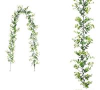 Comgooldool Eucalyptus artificiel à suspendre, guirlande de feuillage en maille de soie verte de 178 cm pour décoration murale de mariage, maison, extérieur, fausses plantes réalistes pour