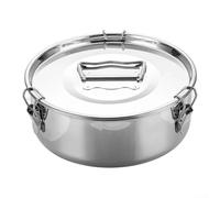 Comgooldool Flan en acier inoxydable pour moule avec couvercle verrouillable à 120 degrés, poêle vapeur ronde pour la cuisson de crème brûlée et cheesecake, poignée froide au toucher, ustensile de
