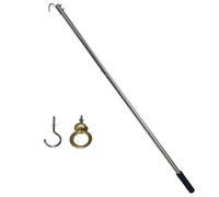 Comgooldool Kit de système de traction échelle de grenier en acier inoxydable, tige d'extension de 101,6 cm et crochet de rangement sécurisé, outil de traction d'escalier en métal de qualité 304 pour