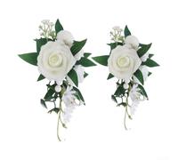 Comgooldool Lot de 2 Corsages Épaule Mariage Soie 10x23cm | Soie et plastique pour premium, design élégant, pour idéal mariage rural, taille 10x23cm, boîte protectrice(white)