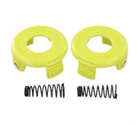 Comgooldool Lot de 2 couvercles de bobine de coupe-bordures et ressort de rechange pour Ryobi-RAC118 RLT3525S, noir et jaune, assemblage de tête de ligne en plastique-métal avec ressorts de tension