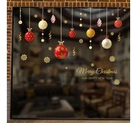 Comgooldool Lot de grands autocollants de Noël 100 x 70 cm après collage | Matériau en PVC amovible, motifs visuels double face, applique murale plate en verre céramique, 2 pièces par lot