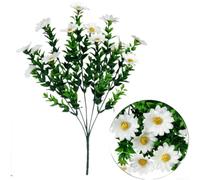 Comgooldool Marguerites artificielles pour décoration d'intérieur et d'extérieur, bouquet de chrysanthèmes sauvages réalistes en plastique avec détails d'eucalyptus, arrangement floral artificiel