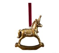 Comgooldool Ornement Noël Résine Dorée Vintage Cloche 6cm | Finition or antique, motif cloche classique, boucle pour suspension pour facile, pour idéal sapin, style pour rétro (horse2)