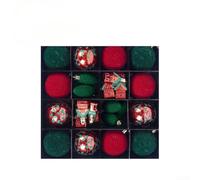 Comgooldool Pendentifs en forme de boule de Noël floquée pour intérieur et | Pendentifs en forme de boule de Noël, légers, floqués, festifs, pour cheminée, sapin de Noël, couronne, vert, rouge, mousse