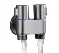 Comgooldool Vanne d'angle G1/2 à double contrôle, robinet d'arrêt à double sortie en alliage pour machine à laver et pulvérisateur de bidet, inverseur d'eau mural pour salle de bain, cuisine, évier de