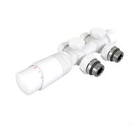 Comgooldool Vanne de radiateur thermostatique en laiton 1,27 cm TRV tête pour porte-serviettes chauffant de salle de bain, contrôle de la température réglable 7-28C, angle droit, centre de 50 mm