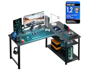COMHOMA Bureau Gaming en Forme de L, Bureau d’Angle avec Étagères Rangement, 100L*80P*74H, pour Jouer, Travailler