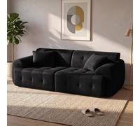 COMHOMA Canapé 2 places, 180 x 86 x 40 cm, canapé de sol, canapé avec dossier, coussin et accoudoir, canapé moderne en tissu pour salon, appartement, bureau, sans montage, noir
