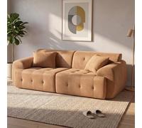 COMHOMA Canapé 2 places, 180 x 86 x 40 cm, canapé de sol, canapé avec dossier, coussin et accoudoir, canapé moderne en tissu pour salon, appartement, bureau, sans montage, marron