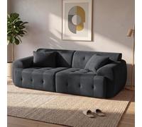 COMHOMA Canapé 2 Places, 180 x 86 x 40 cm, canapé de Sol, canapé avec Dossier, Coussin et accoudoir, canapé Moderne en Tissu pour Salon, Appartement, Bureau, sans Montage, Gris foncé