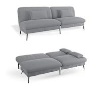 COMHOMA Canapé Convertible 3 Places Canapé-lit Pliable avec Fonction Couchage - Canapé 2 en 1, Dossier réglable 5 Niveaux, Chambre d'amis et Home cinéma, Gris