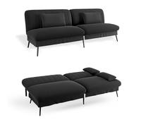 COMHOMA Canapé Convertible 3 Places Canapé-lit Pliable avec Fonction Couchage - Canapé 2 en 1, Dossier réglable 5 Niveaux, Chambre d'amis et Home cinéma, Noir