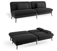 COMHOMA Canapé Convertible 3 Places Canapé-lit Pliable - Canapé 2 en 1, Dossier réglable 5 Niveaux, Noir foncé