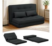 COMHOMA Canapé Convertible Au Sol, 3 en 1, Dossier Réglable sur 6 Niveaux, avec 2 Coussins Lombaires, Adaptable Au Salon, Chambre Et Camping, Noir