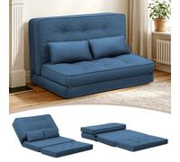COMHOMA Canapé Convertible Au Sol, 3 en 1, Dossier Réglable sur 6 Niveaux, avec 2 Coussins Lombaires, Adaptable Au Salon, Chambre Et Camping, Bleu